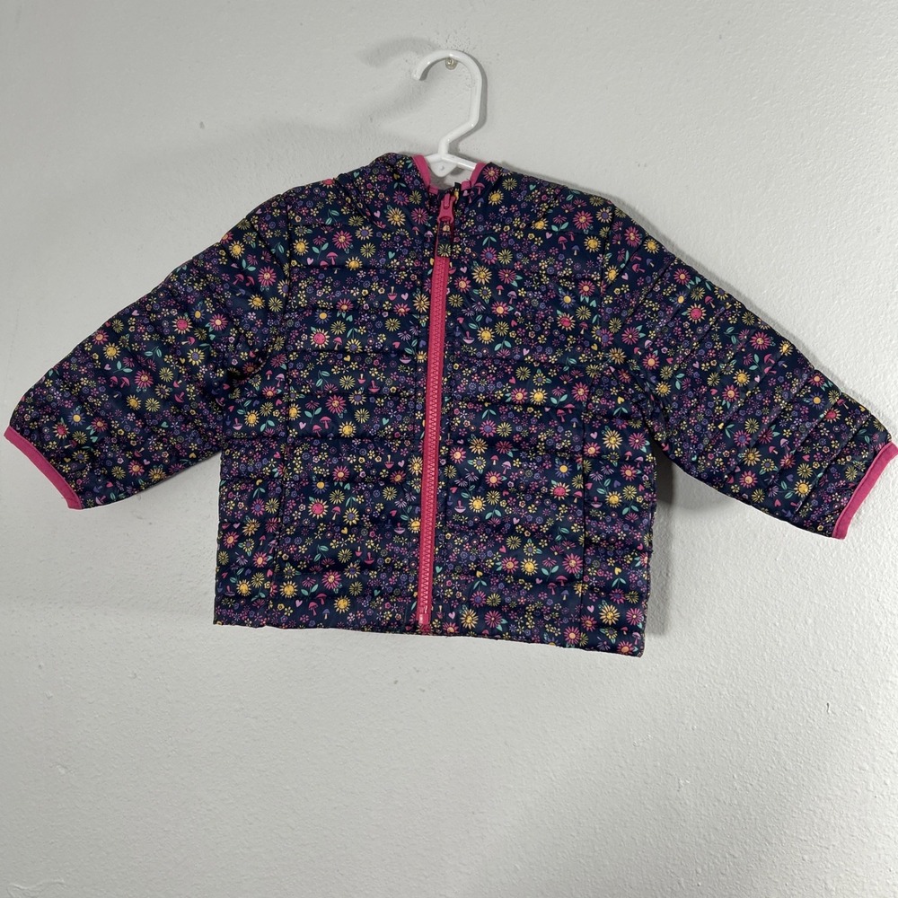 Jumping Beans Jacket Toddler 12M Floral Hooded Puffer Outdoor Winter Coat